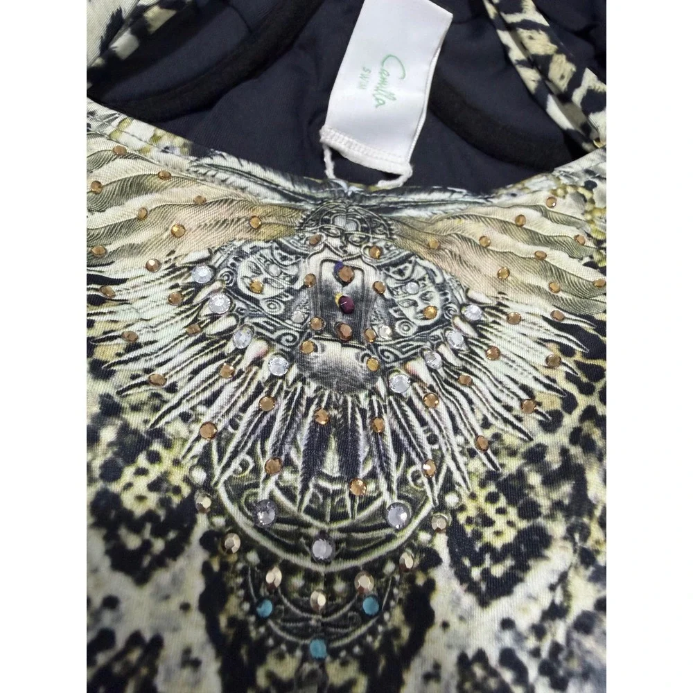 Camilla Moulded Plunge Animal Print Crystal One-Piece Swimsuit US‎ 6